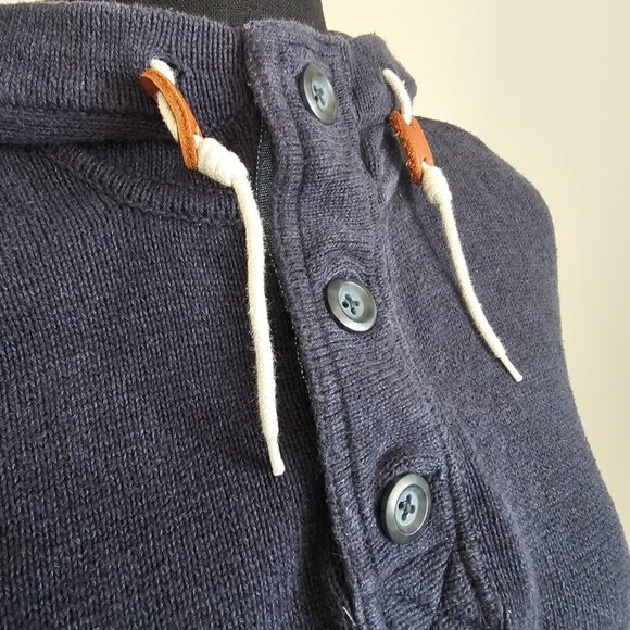 Label of Graded Goods L.O.G.G. Button Up Hooded Sweater Men's Size S, Navy - Picture 4 of 17